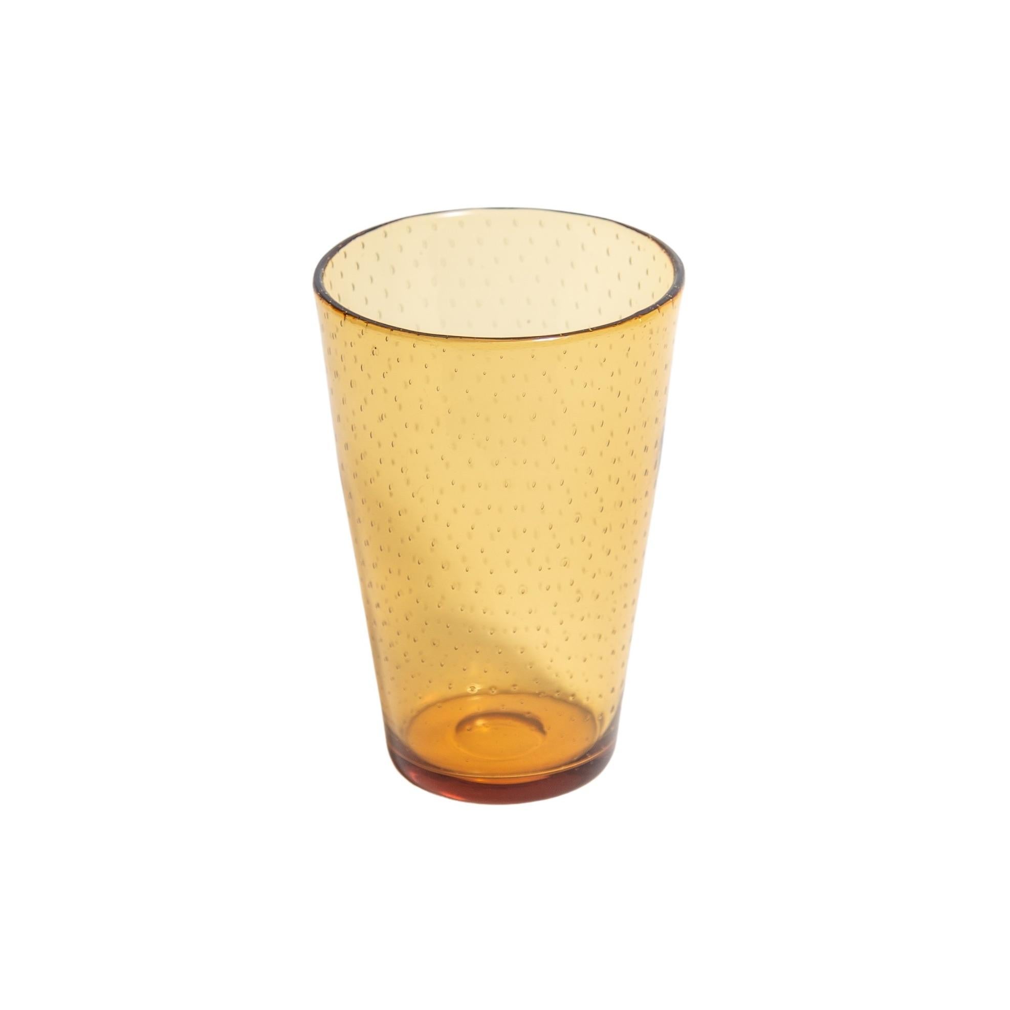 Polished Whitefriars Amber Bubble Vase by William Wilson, 1940s