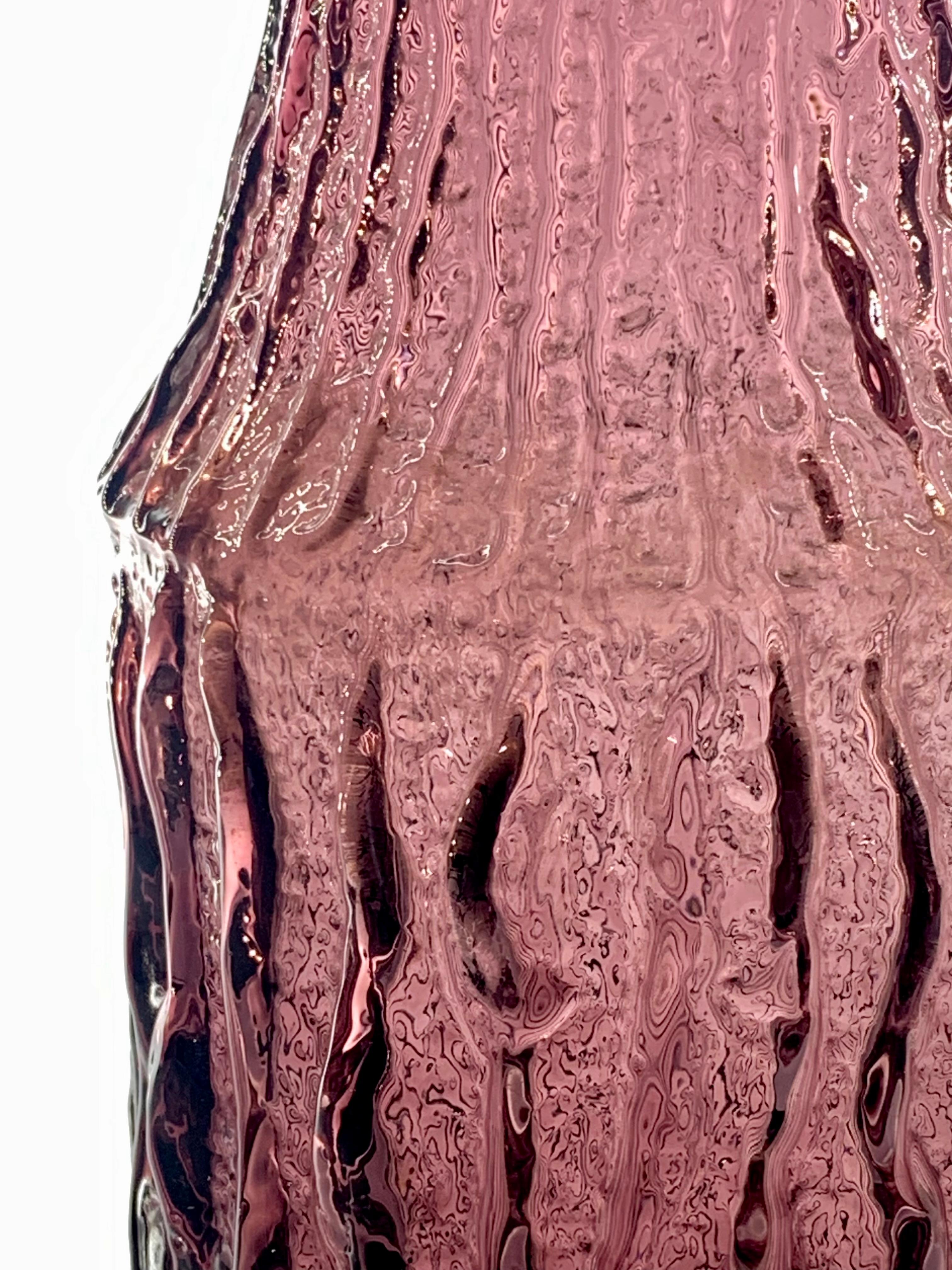 English Whitefriars by Geoffrey Baxter Aubergine bottle vase, U.K., c.1969.