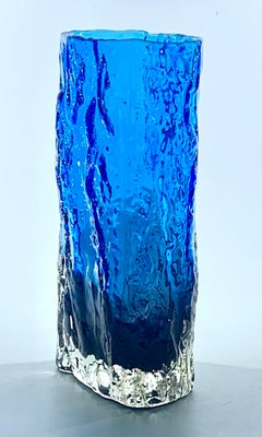 Whitefriars by Geoffrey Baxter kingfisher blue bark vase, U.K., c.1970