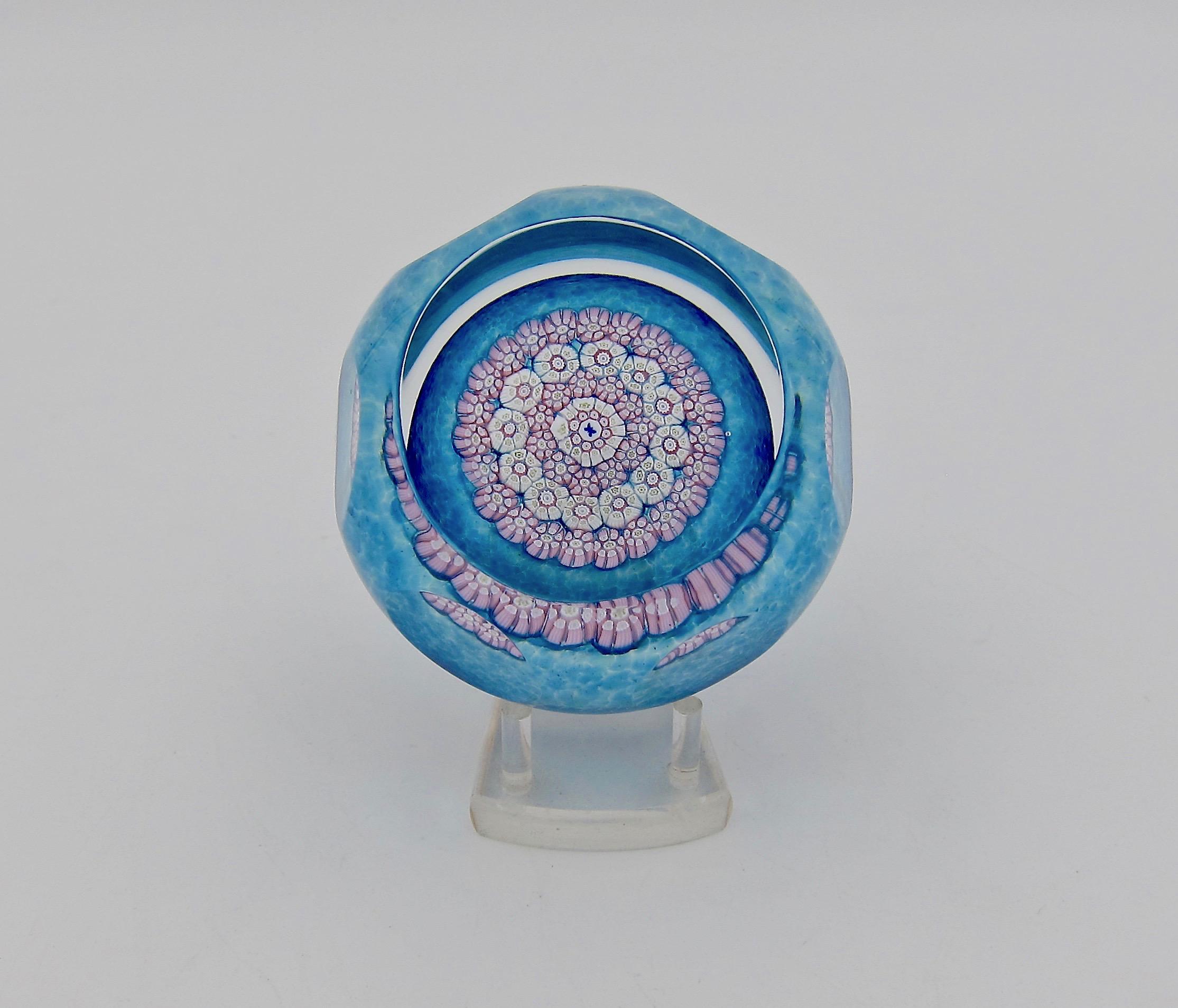 English Whitefriars Millefiori Art Glass Paperweight with Butterfly, 1983 3
