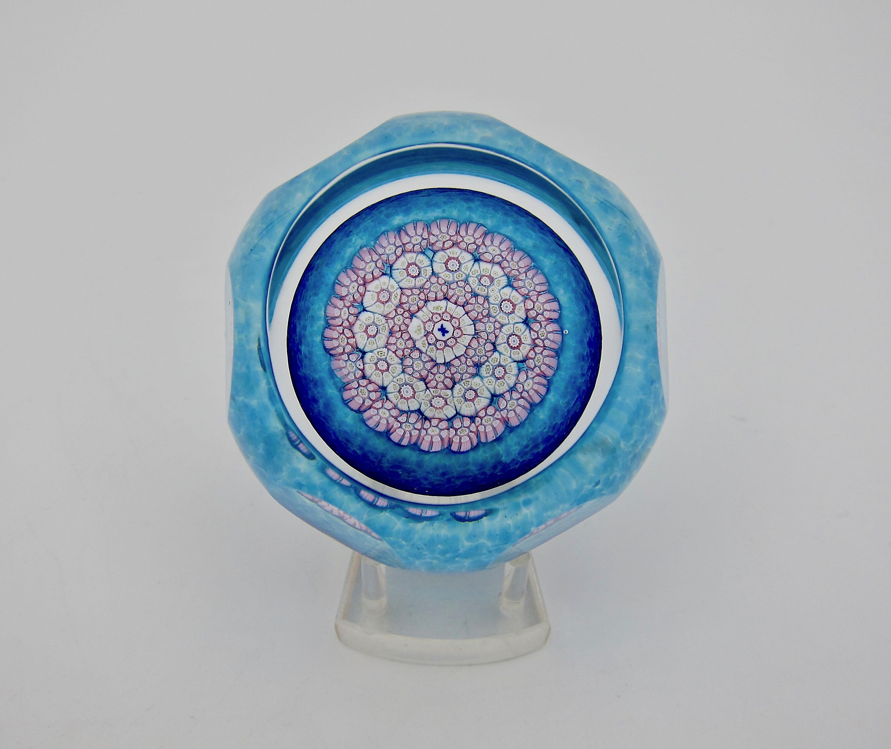 English Whitefriars Millefiori Art Glass Paperweight with Butterfly, 1983 4