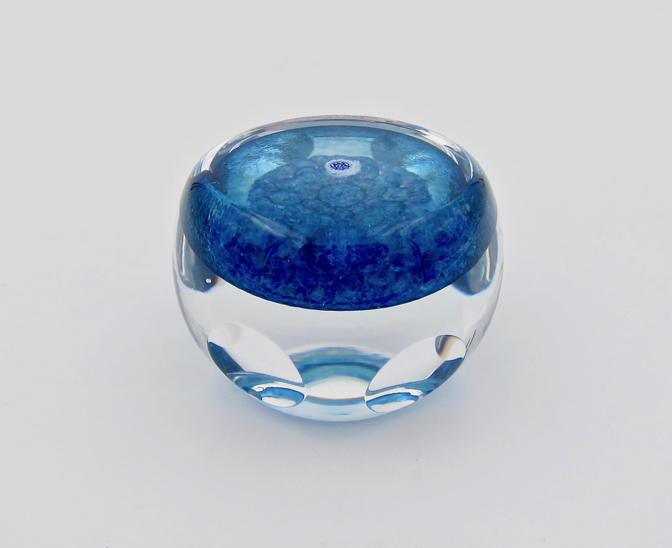20th Century English Whitefriars Millefiori Art Glass Paperweight with Butterfly, 1983