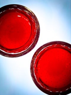 Plats Whitefriars Geoffrey Baxter rouge rubis, modèle 9099, années 1960