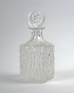 Carafe en verre glacé Whitefriars de Geoffrey Baxter, années 1960, pour Whisky Brandy