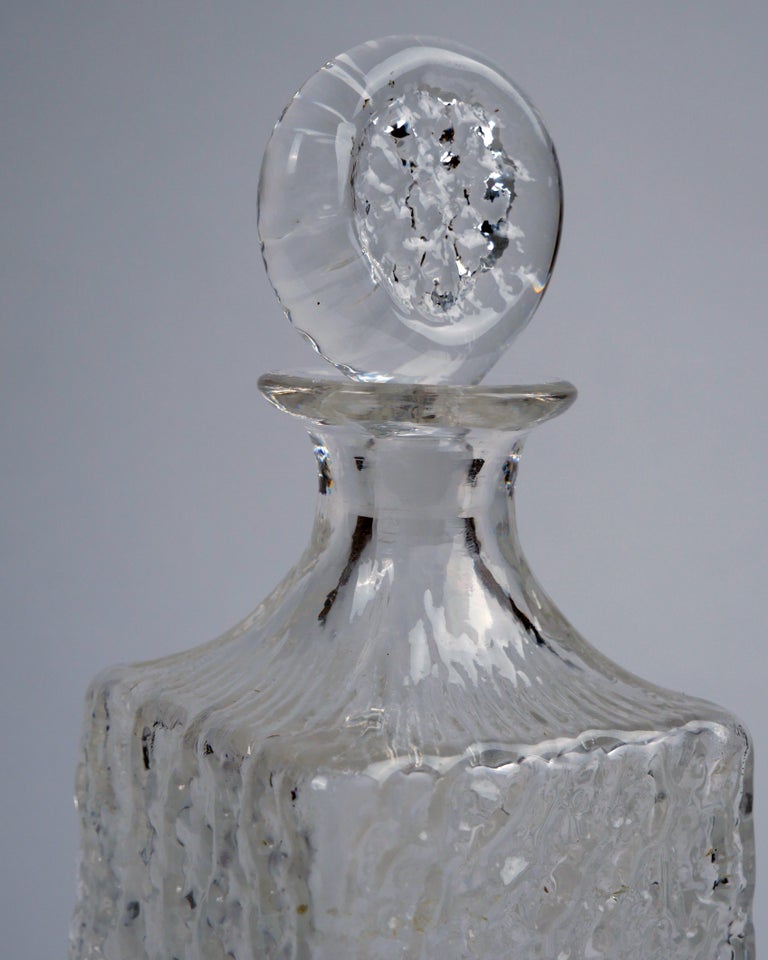 British Whitefriars ‘Glacier’ Glass Decanter by Geoffrey Baxter 1960s, for Whisky Brandy For Sale