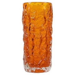 Whitefriars Large ‘Bark’ Vase, Orange Glass, by Geoffrey Baxter, 1960s