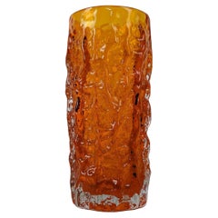 Whitefriars Medium ‘Bark’ Vase, Orange Glass, by Geoffrey Baxter, 1960s