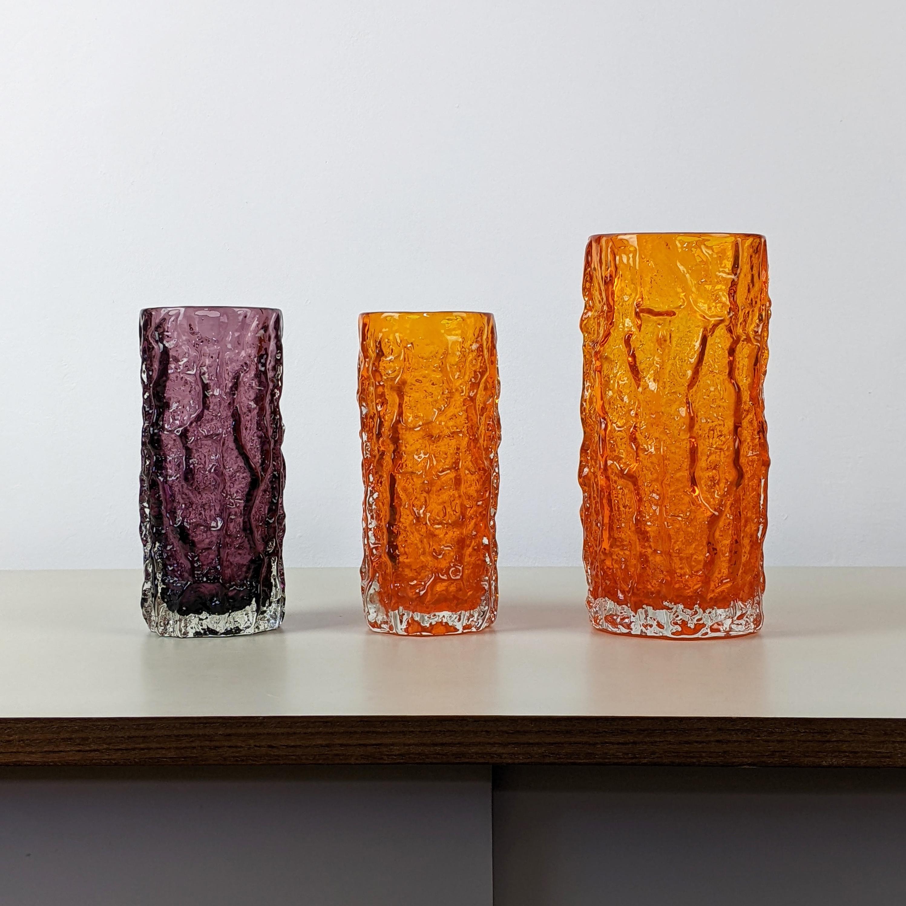 Mid-Century Modern Whitefriars Medium ‘bark’ Vase, Purple Glass, by Geoffrey Baxter, 1960s