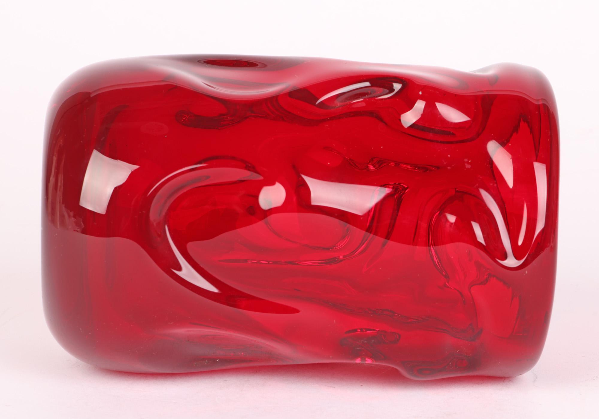 Whitefriars Mid-Century Red Knobbly Art Glass Vase In Good Condition In Bishop's Stortford, Hertfordshire