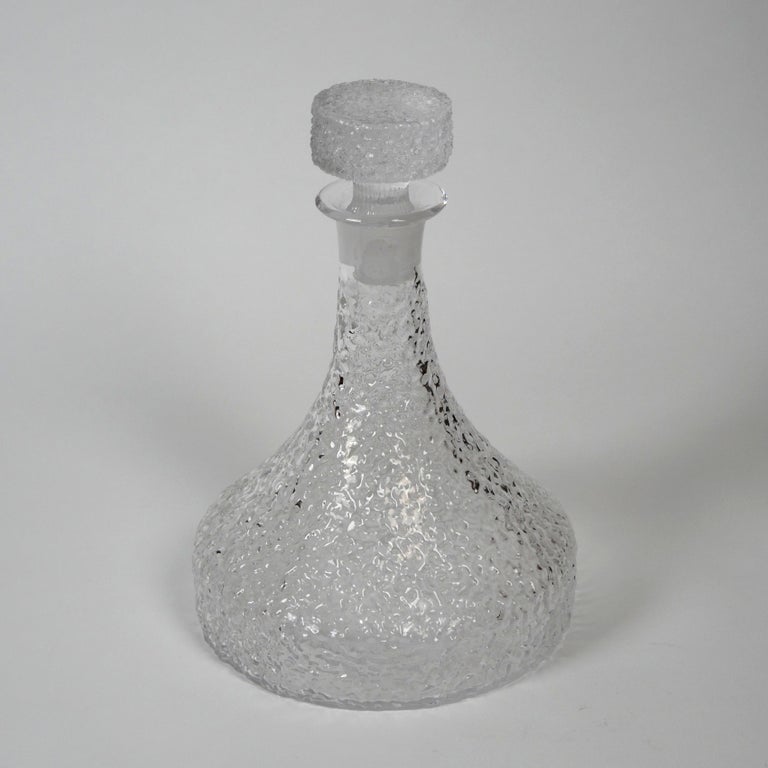 Mid-Century Modern Whitefriars ‘Snowflake’ Glass Decanter by Geoffrey Baxter 1960s, Whisky Brandy For Sale