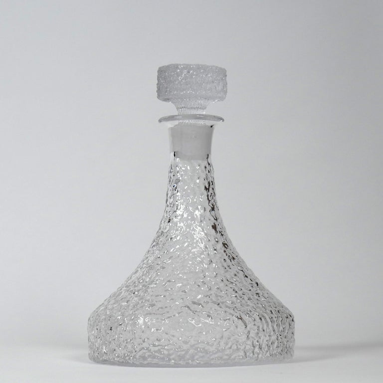 British Whitefriars ‘Snowflake’ Glass Decanter by Geoffrey Baxter 1960s, Whisky Brandy For Sale