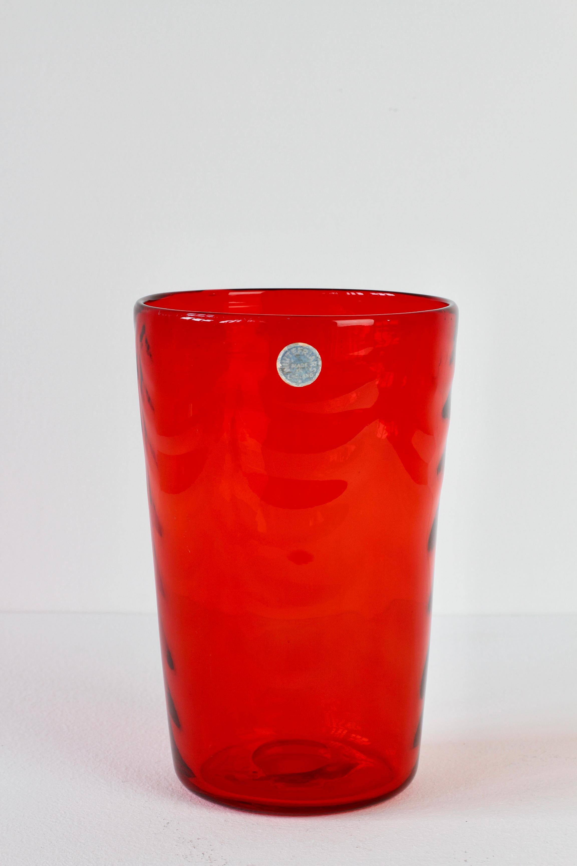 Whitefriars Vintage Vibrant Red Glass Vase by Barnaby Marriott Powel, C. 1940 For Sale 4