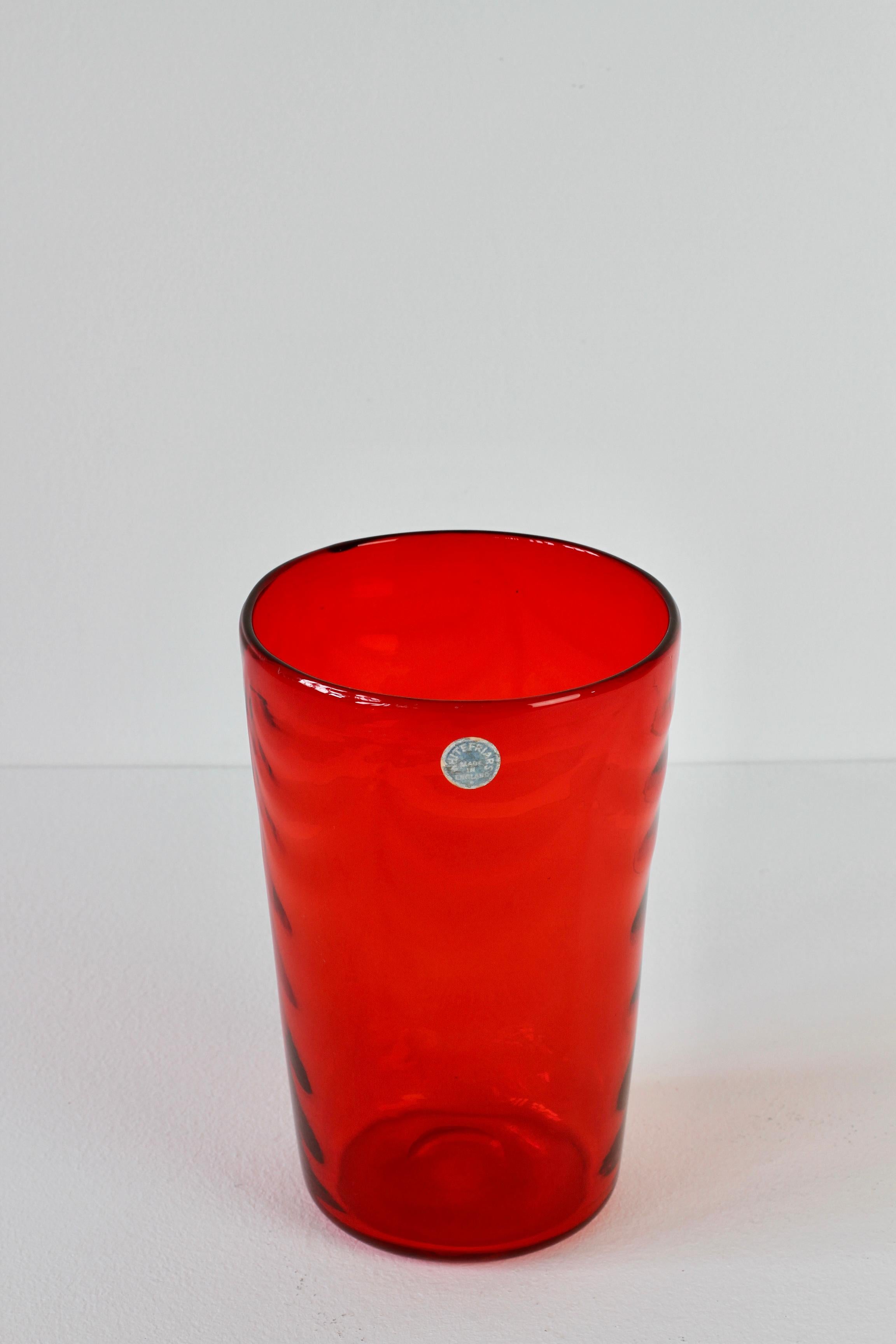 Whitefriars Vintage Vibrant Red Glass Vase by Barnaby Marriott Powel, C. 1940 For Sale 5
