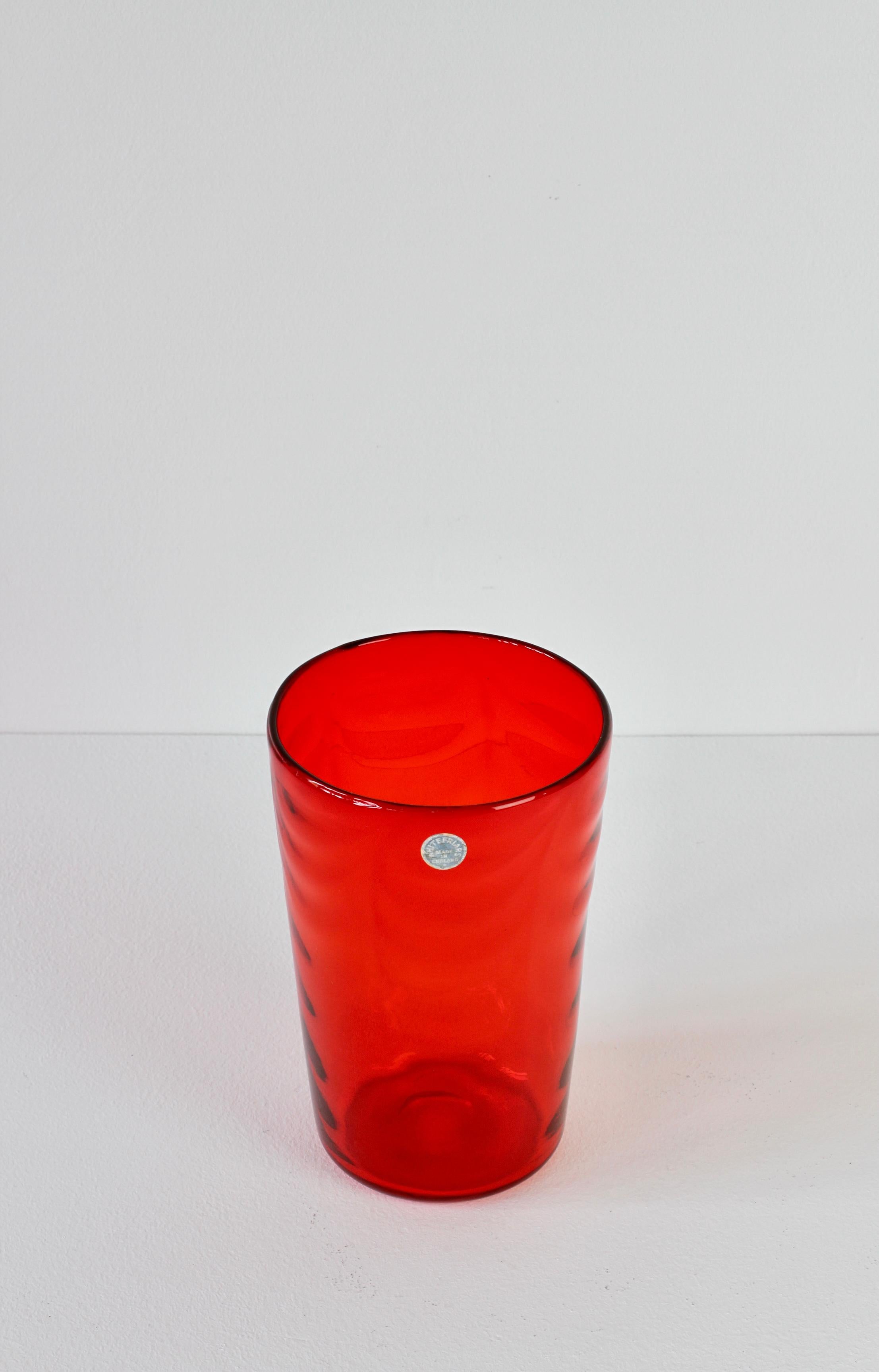 Whitefriars Vintage Vibrant Red Glass Vase by Barnaby Marriott Powel, C. 1940 For Sale 6