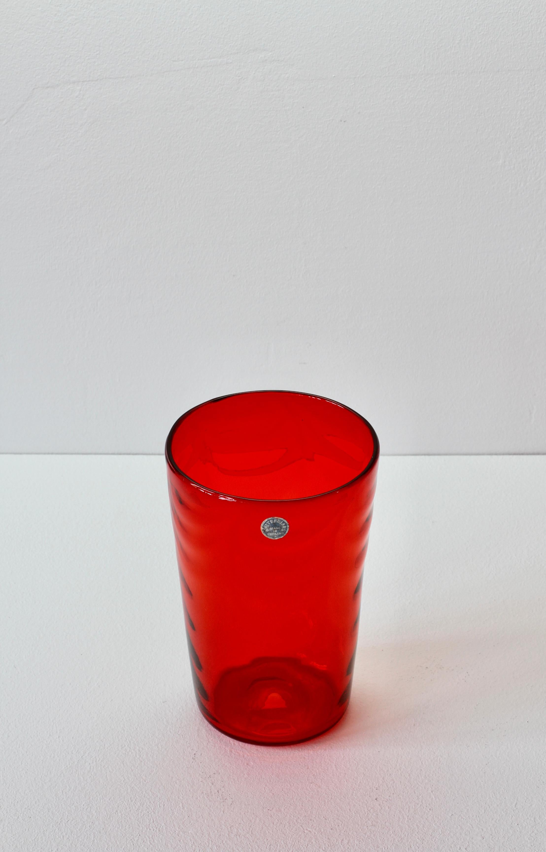 Whitefriars Vintage Vibrant Red Glass Vase by Barnaby Marriott Powel, C. 1940 For Sale 7