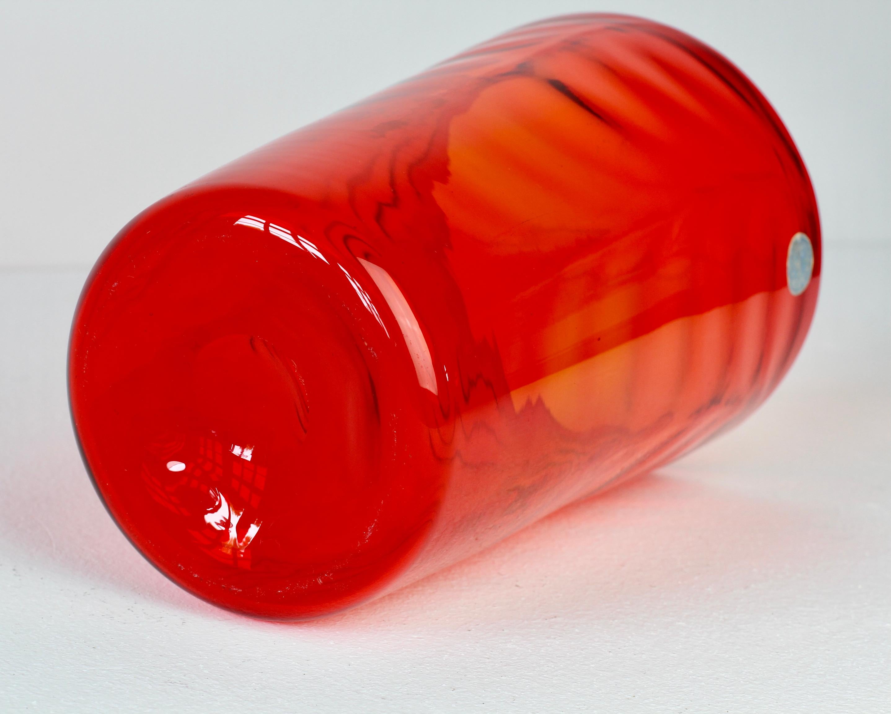 Whitefriars Vintage Vibrant Red Glass Vase by Barnaby Marriott Powel, C. 1940 For Sale 9