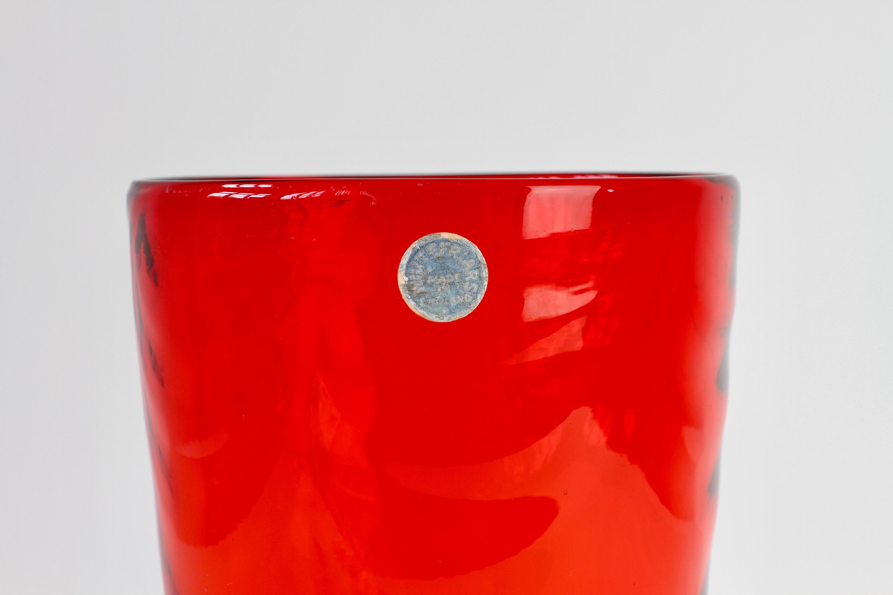 Whitefriars Vintage Vibrant Red Glass Vase by Barnaby Marriott Powel, C. 1940 For Sale 10