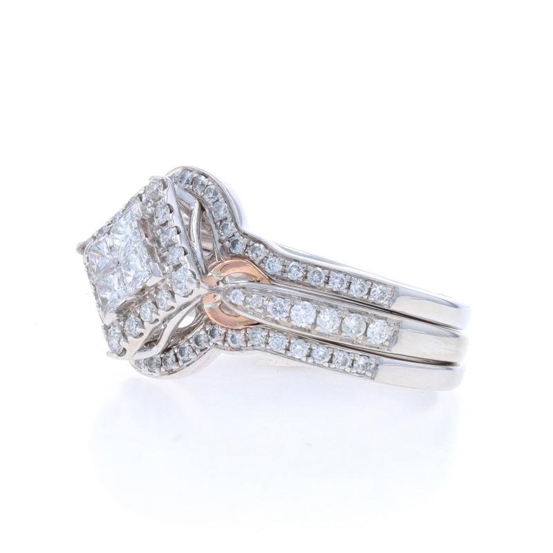 WhiteGold Diamond Cluster Halo Engagement Ring WeddingBands 14k Princess 1.00ctw For Sale 1