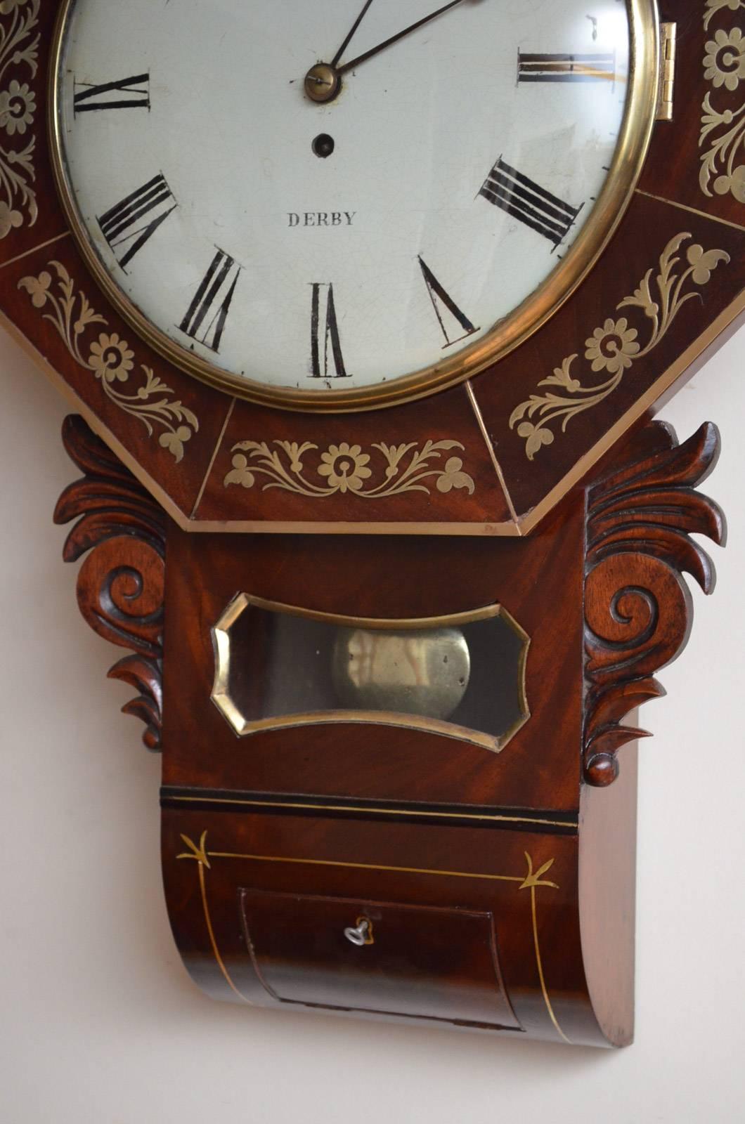 Regency Whitehurst of Derby Wall Clock For Sale