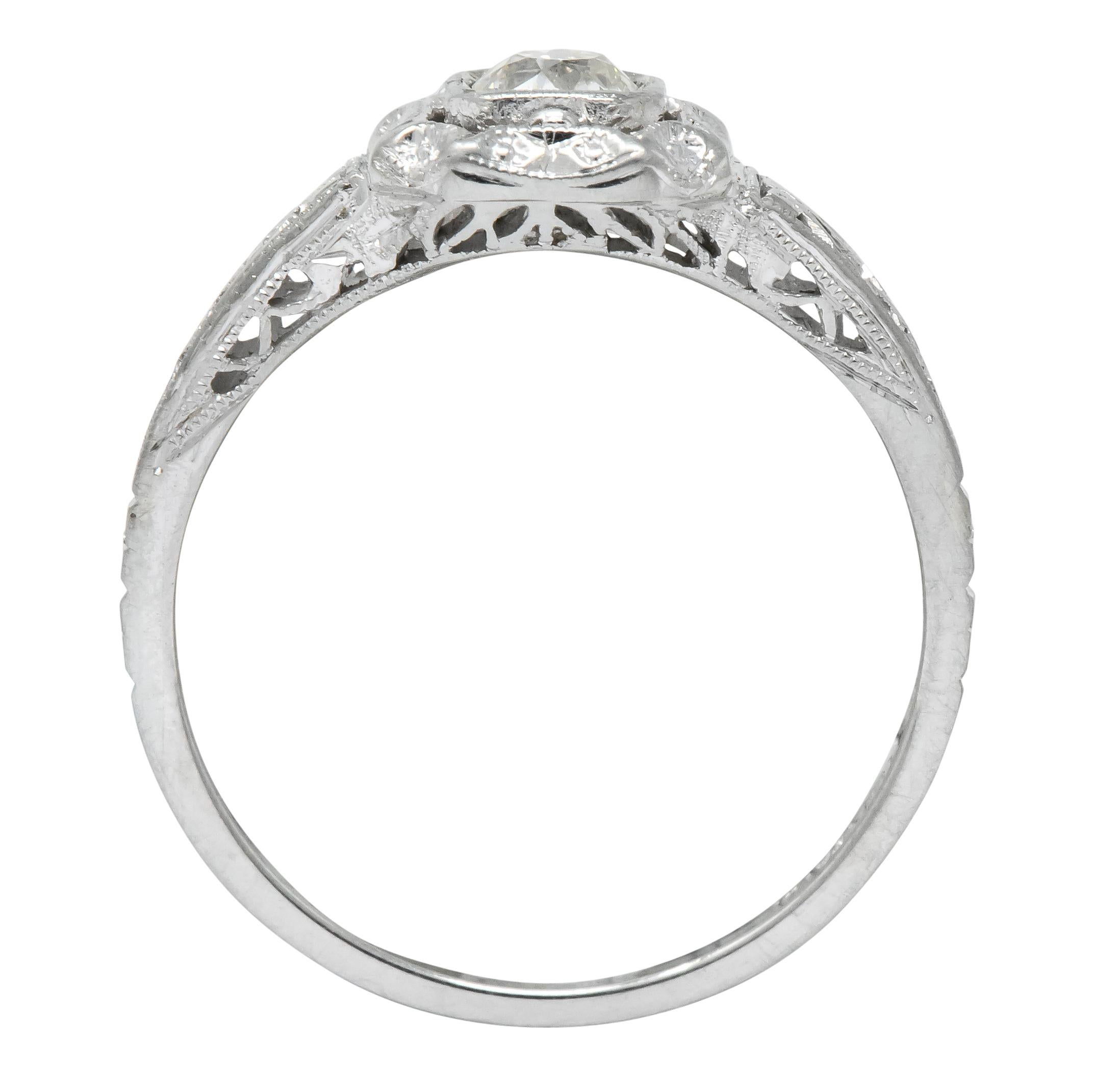 Whiterose Edwardian 0.23 Carat Diamond 18 Karat White Gold Engagement Ring 2