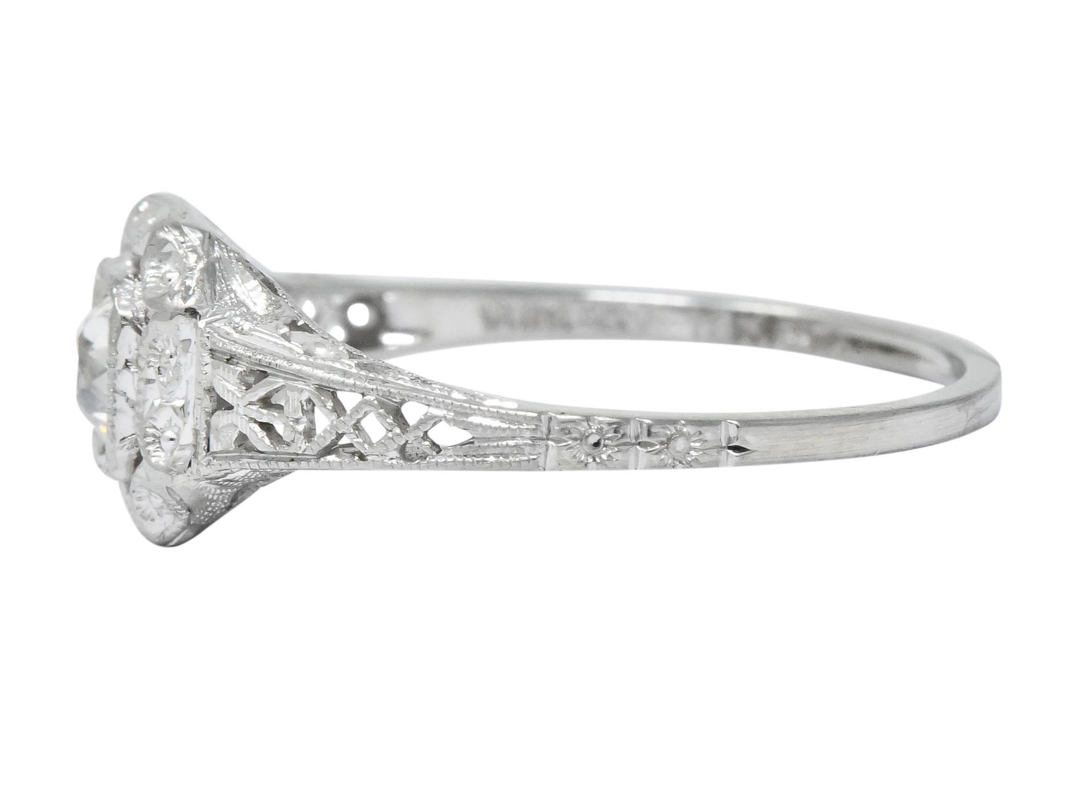Whiterose Edwardian 0.23 Carat Diamond 18 Karat White Gold Engagement Ring 3