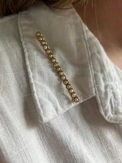 Whiteside & Blank 14k Yellow Gold Seed Pearl Twisted Bar Brooch 1900s