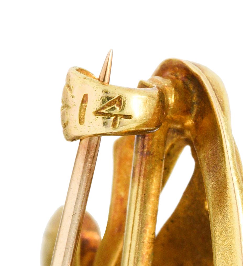 Whiteside & Blank Art Nouveau Amethyst Enamel 14 Karat Gold Brooch 3