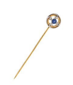 Whiteside & Blank Sapphire Platinum-Topped 14 Karat Gold Stickpin