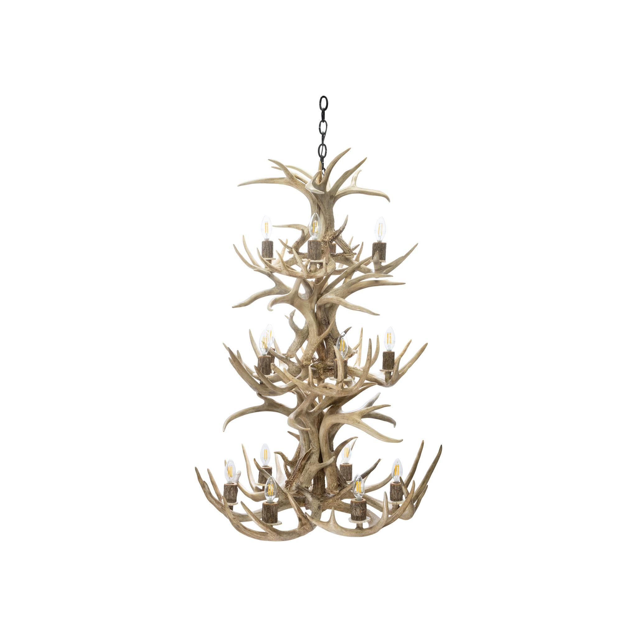 XXI secolo e contemporaneo Lampadario in corno naturale Whitetail Niagara in vendita