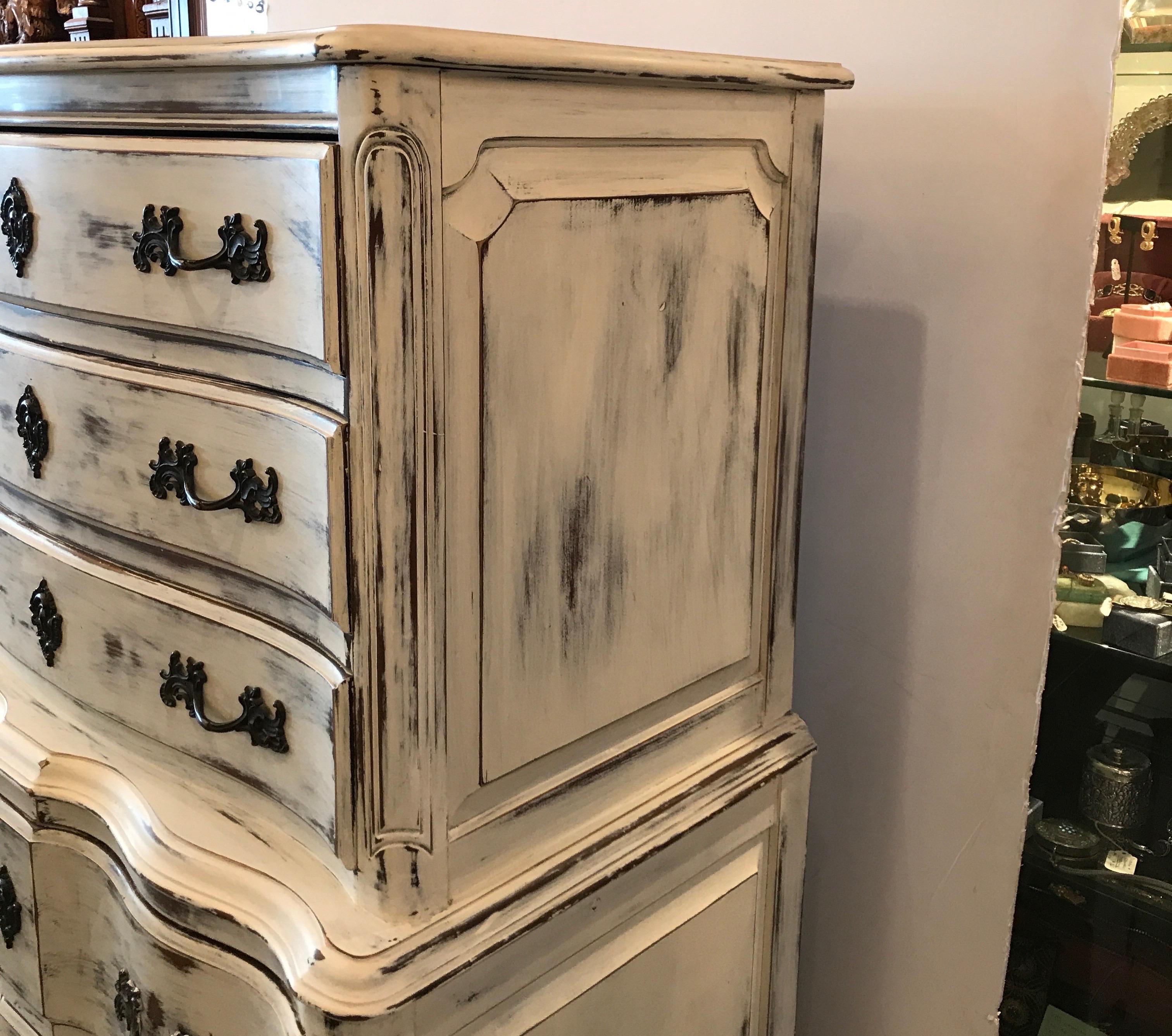 North American Whitewash Chest on Chest Solid Walnut For Sale