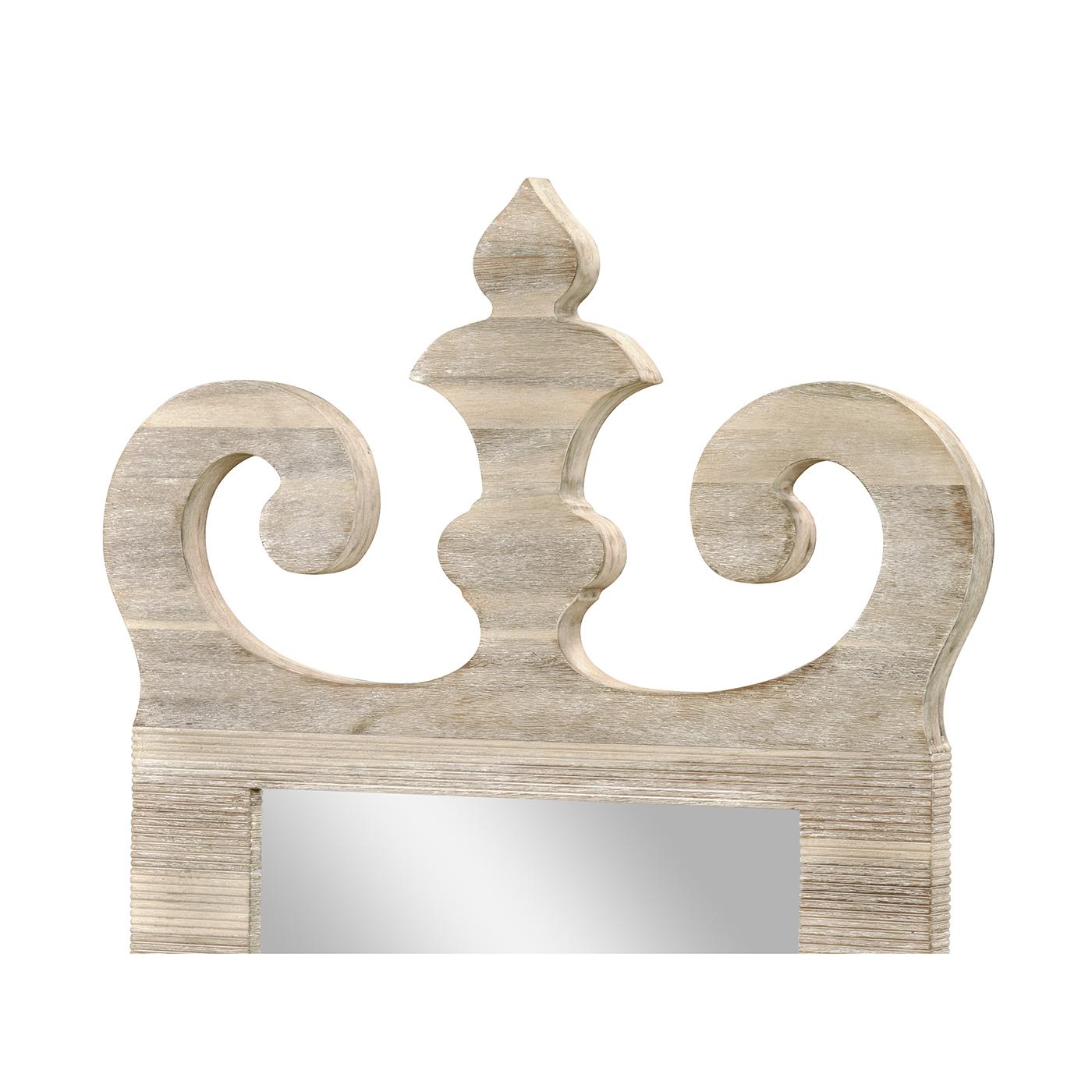 Rustic Whitewash Classic Scroll Mirror For Sale
