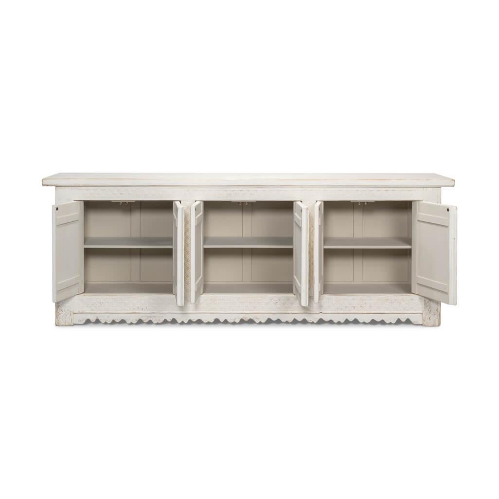 Moorish Whitewash Painted Moroccan Sideboard For Sale