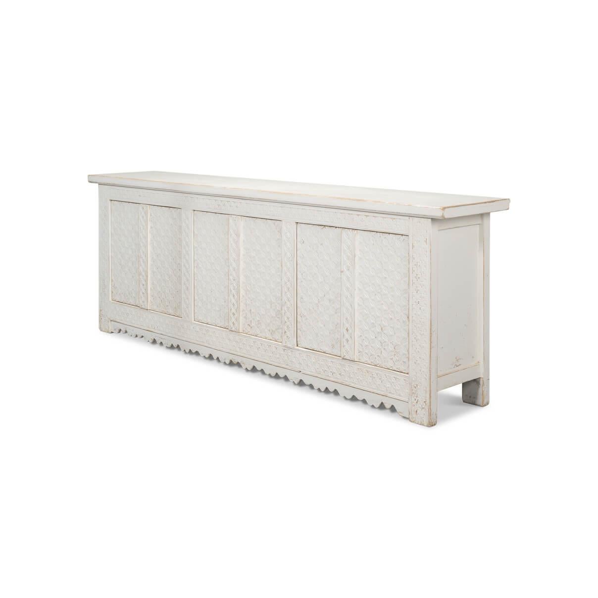 Asian Whitewash Painted Moroccan Sideboard For Sale