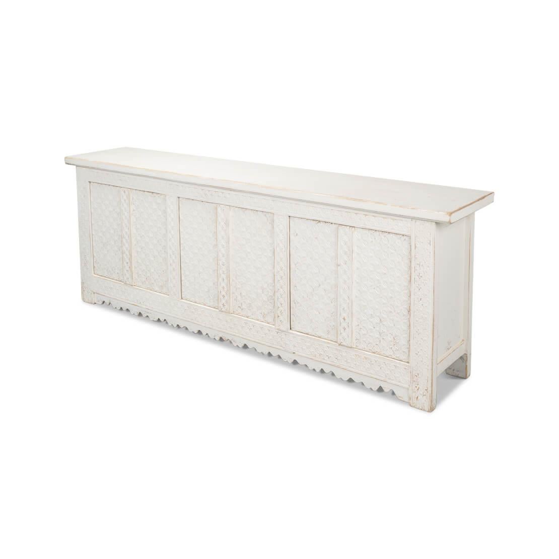 Contemporary Whitewash Painted Moroccan Sideboard For Sale