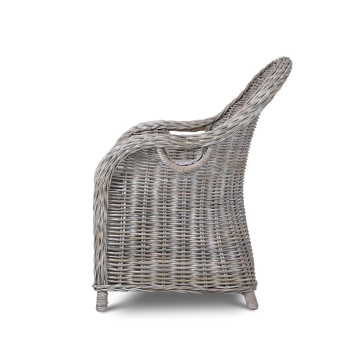 Country Sedia da pranzo in rattan whitewash in vendita