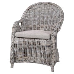 Sedia da pranzo in rattan whitewash