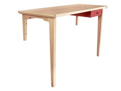 Whitewashed Ash Linderman Wall-Mounted Desk with Leather Wrapped Drawer in Stock