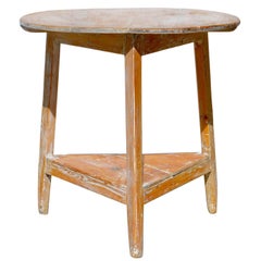 Antique Whitewashed English Cricket Table of Pine