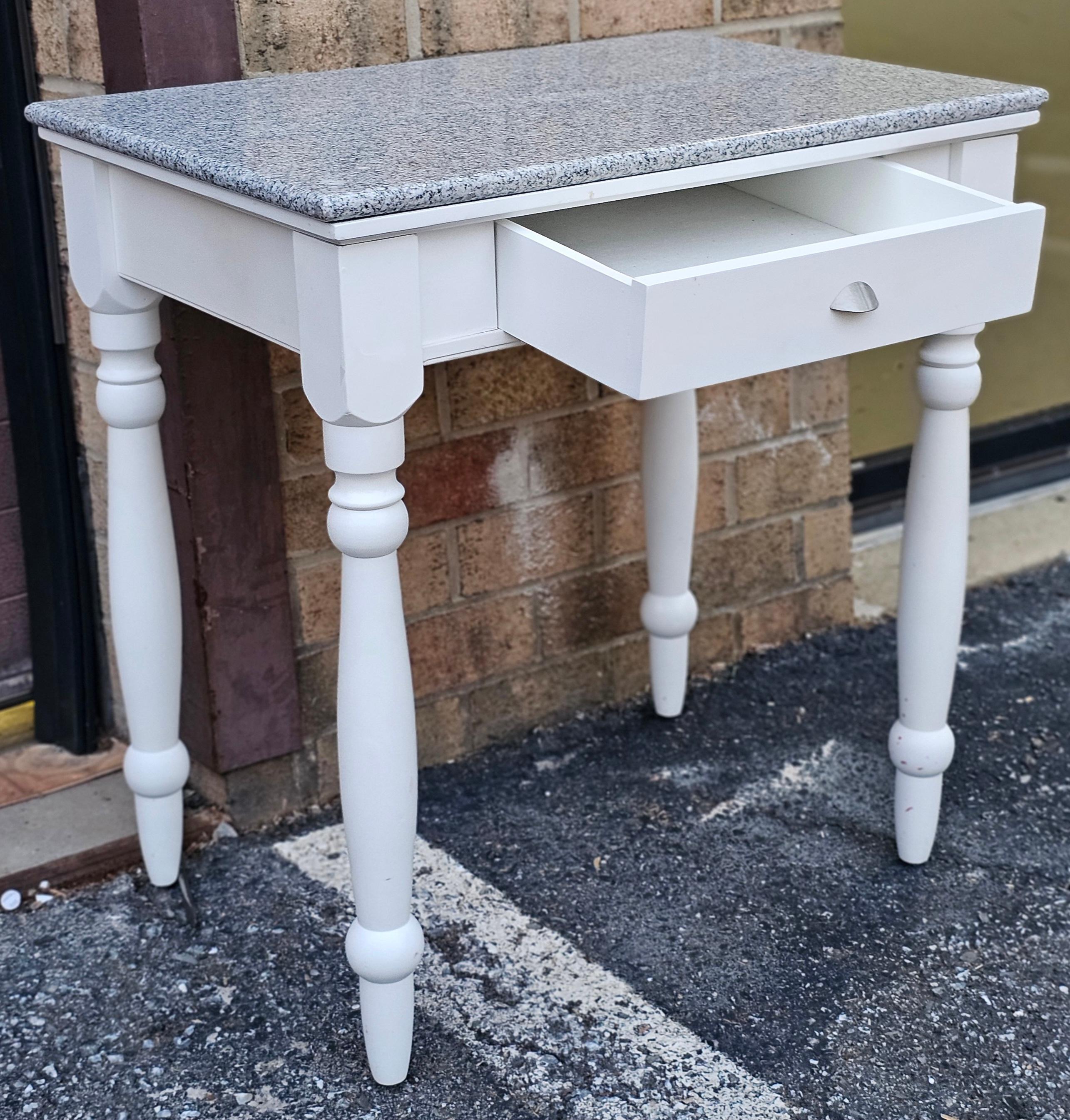 Contemporary Whitewashed Granite Top White Painted Washstand Work Table For Sale