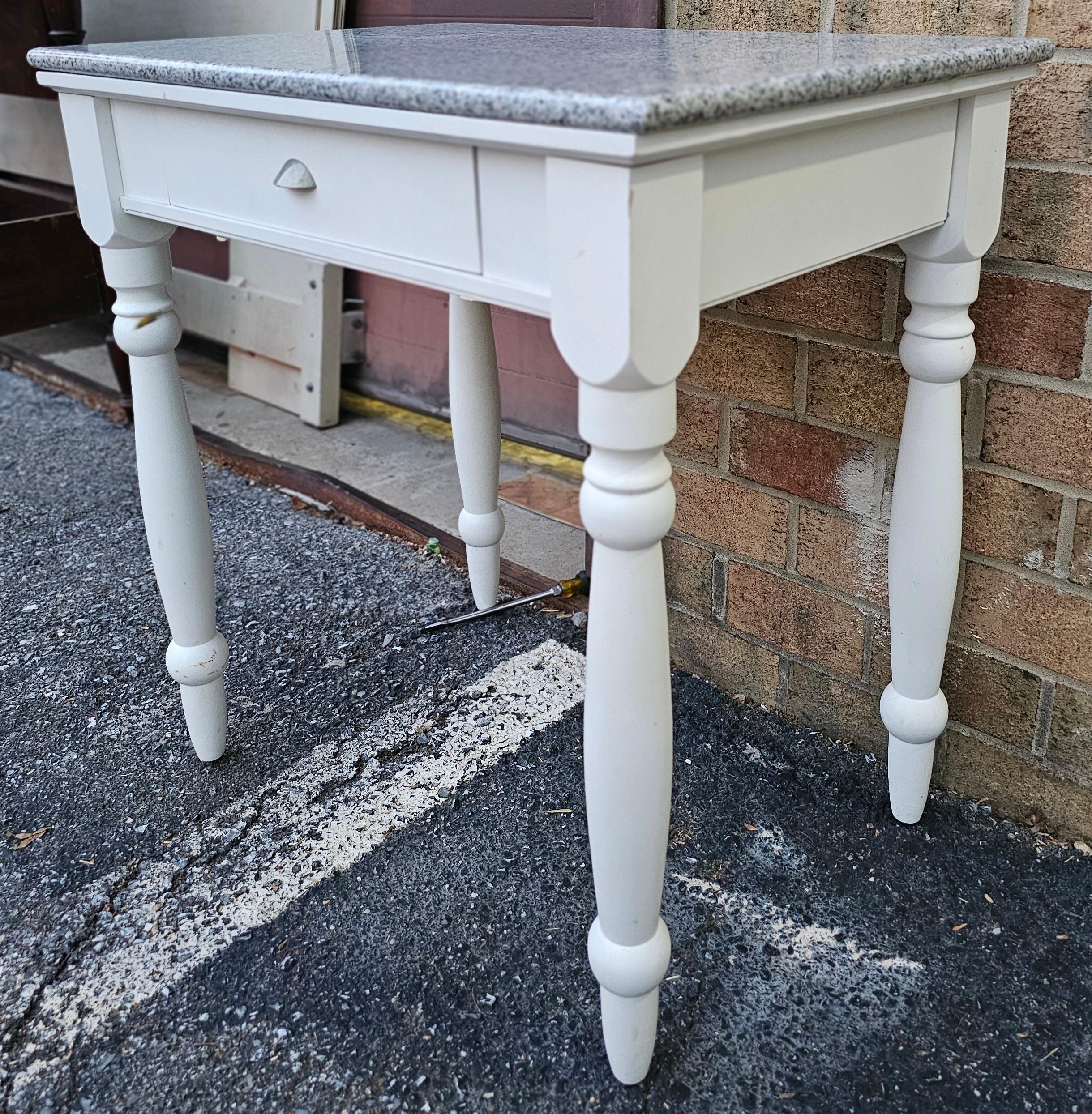 Whitewashed Granite Top White Painted Washstand Work Table For Sale 2