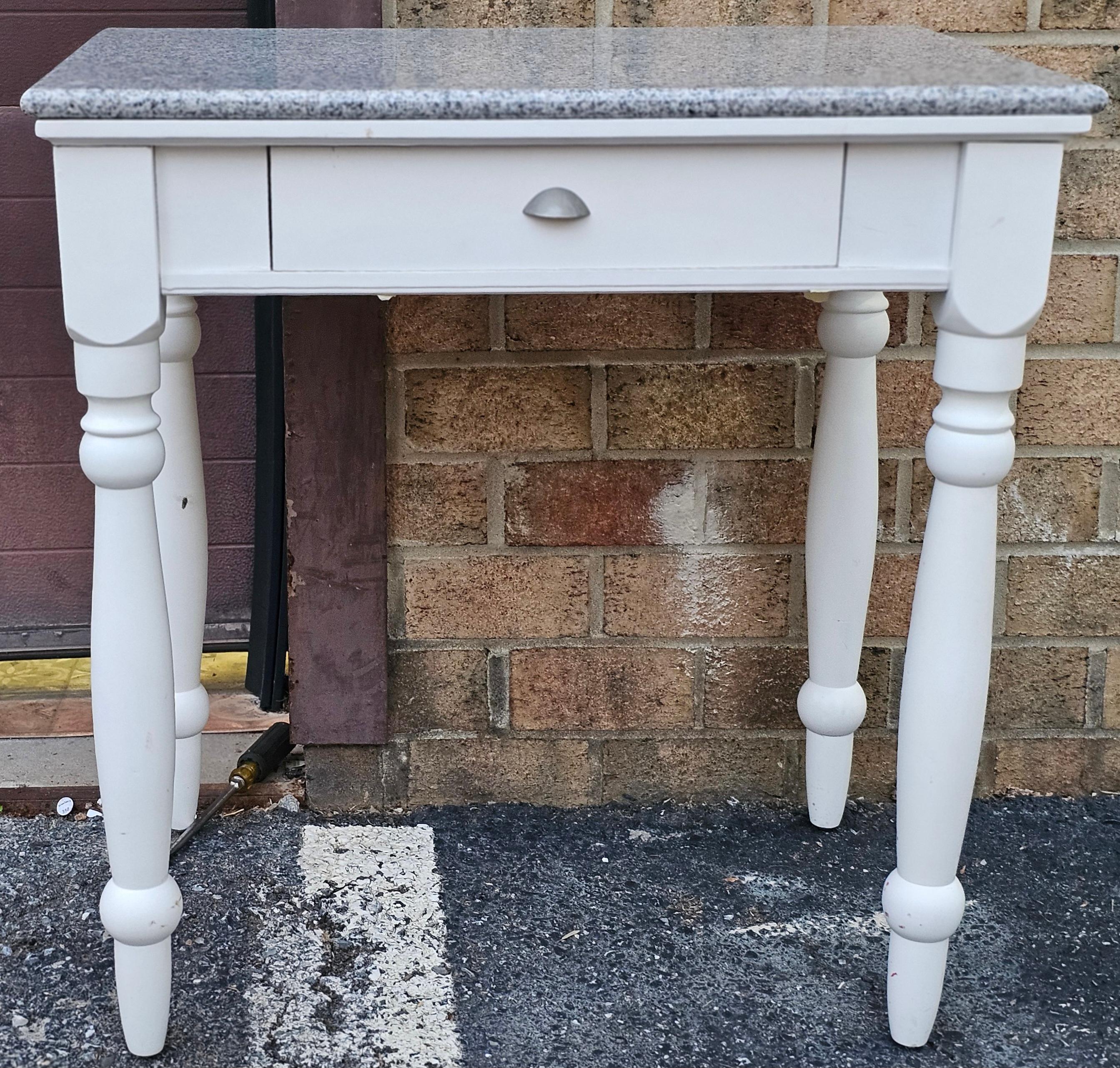 Whitewashed Granite Top White Painted Washstand Work Table For Sale 3