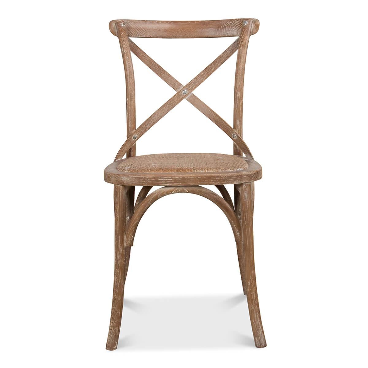 A French bistro-style whitewashed oak bentwood dining chair, with a padded woven caned seat.

Dimensions: 20
