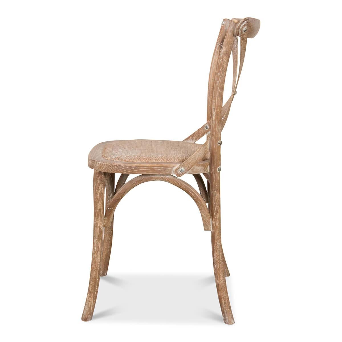 Rustic Whitewashed Oak Bistro Dining Chair For Sale