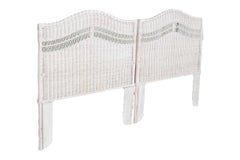Whitewashed Wicker Twin Headboards - a Pair