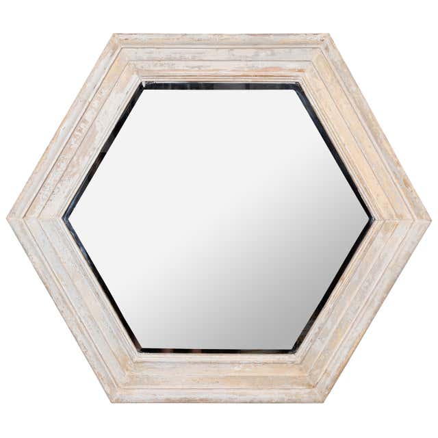 Chic Mid -century Hexagonal Mirrors For Sale at 1stDibs