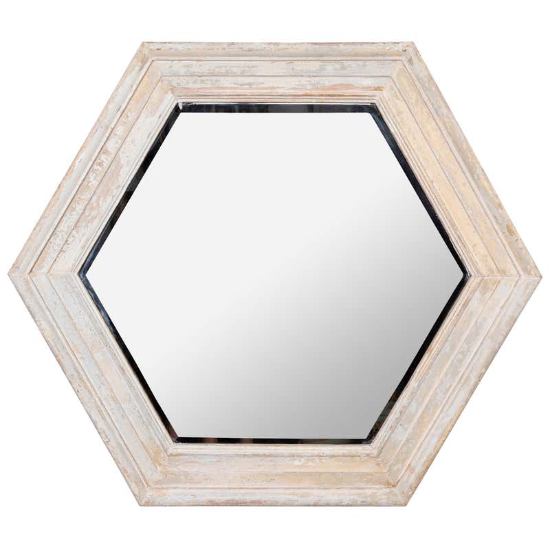 Chic Mid -century Hexagonal Mirrors For Sale at 1stDibs