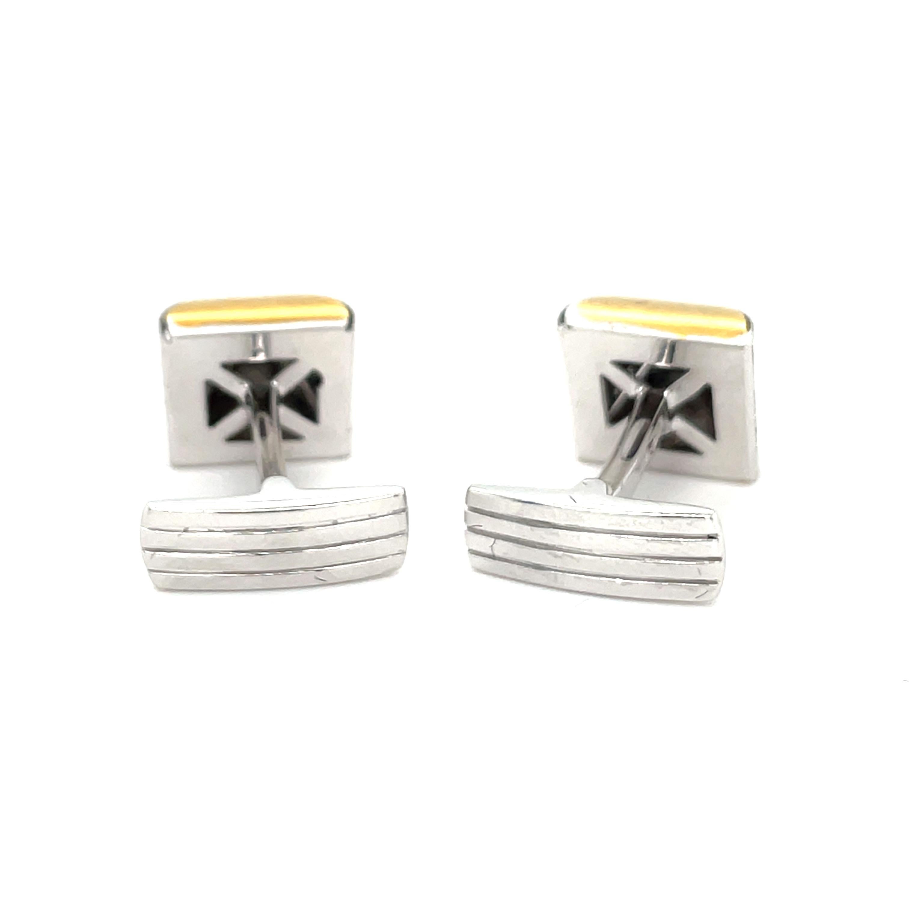 Contemporary White & Yellow Gold Cufflinks For Sale