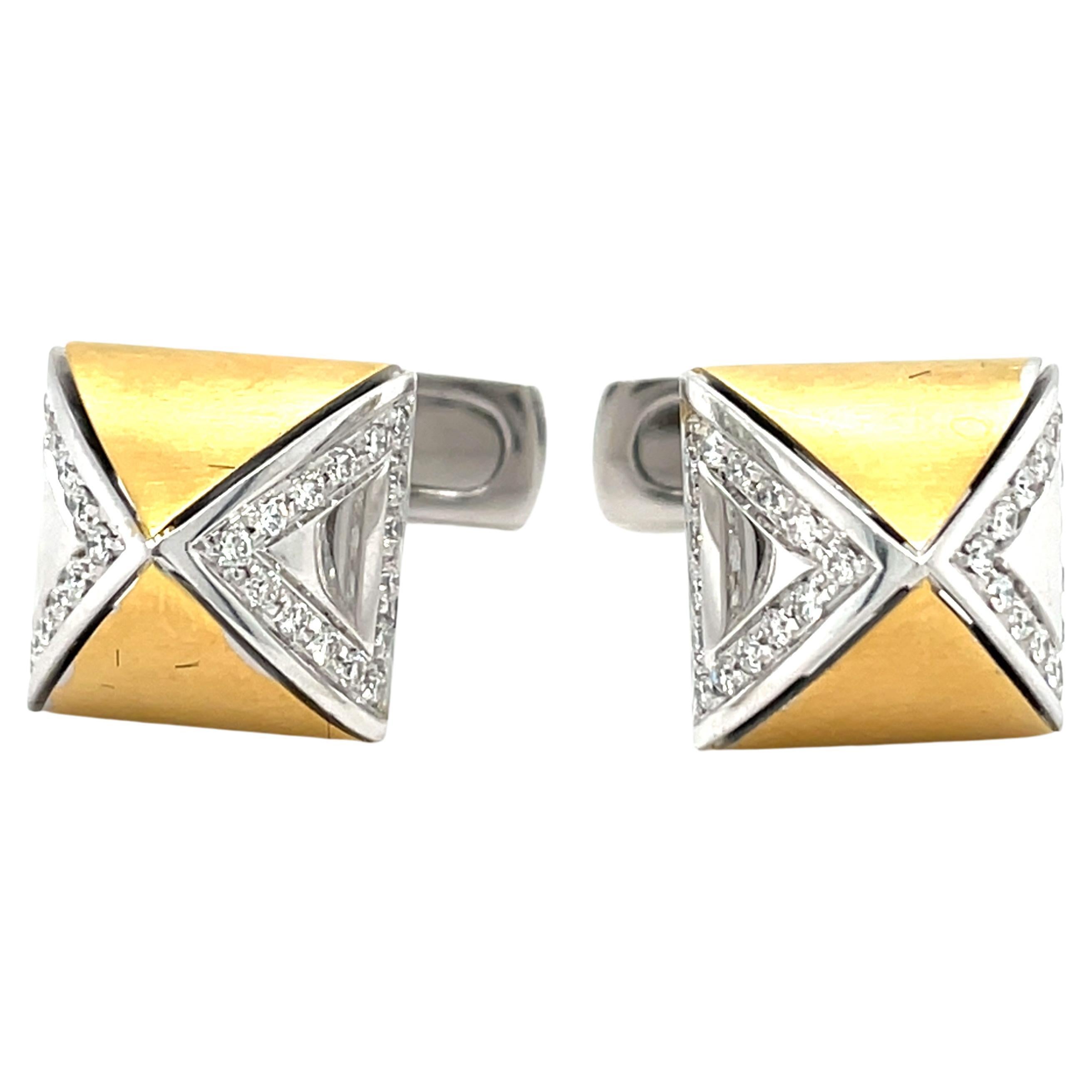 White & Yellow Gold Cufflinks For Sale