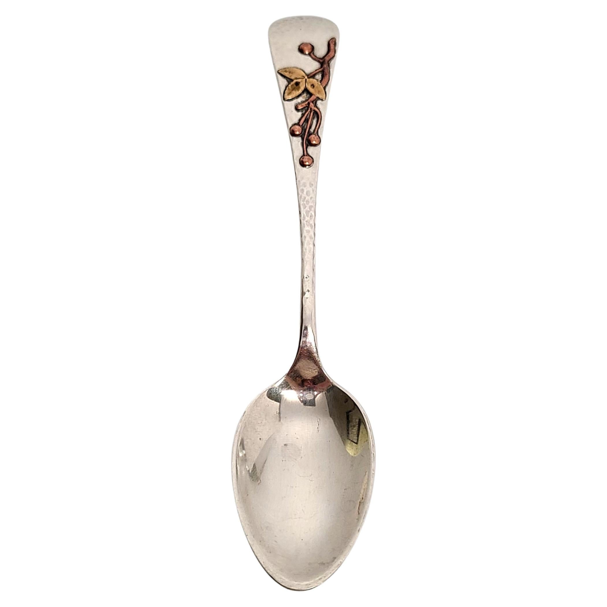 Whiting Aesthetic Movement Mixed Metals Sterling Applied Cherries Teaspoon For Sale