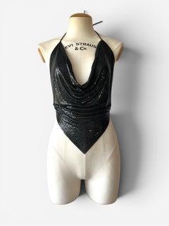 Whiting &amp; Davis Vintage Black Metal Mesh Halter Top, 1970s/1980s